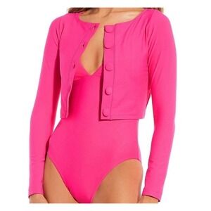 NWT Antonio Melani‎ Hot Pink Swim Cardigan Jacket NEW Size S